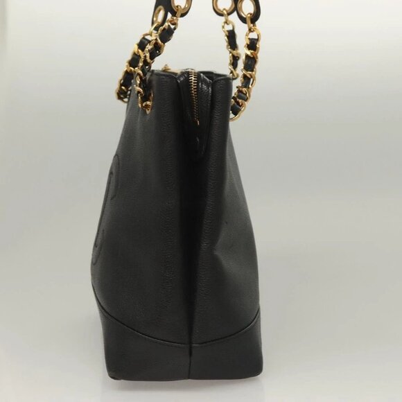 CHANEL COCO Mark Chain Shoulder Bag Grained Calf Skin Black Gold CC Auth 132292 - Picture 6 of 16